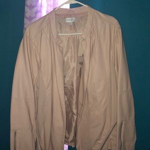 AVENUE PINK LEATHER JACKET W/ ZIPPER SIDES/SLEEVES